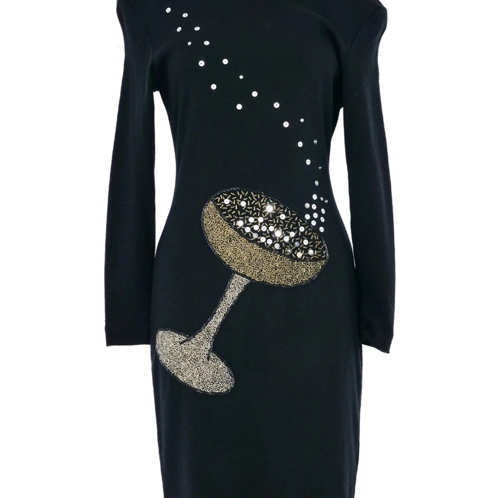 1980S Champagne Couple Beaded Cocktail Dress
